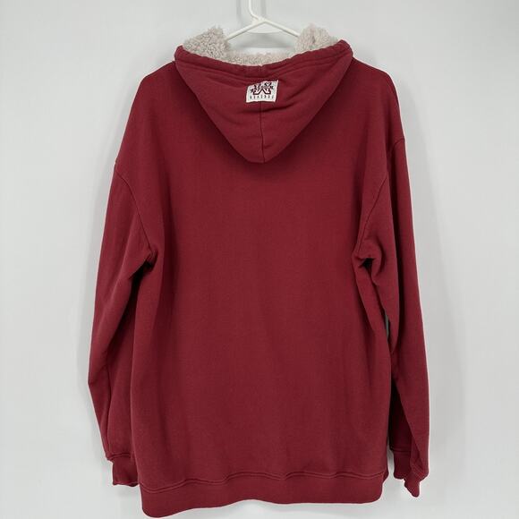 Disney Mickey Mouse Hoodie Mens XL Red Sherpa Lined Classic Pullover Sweatshirt - Picture 5 of 9